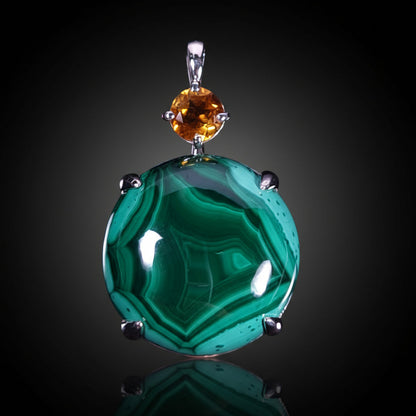 25.4 ct Malachite & Citrine - Sterling Silver Pendant