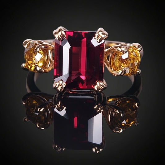 4.23 ct Red & Yellow Garnets - 19.2k Yellow Gold