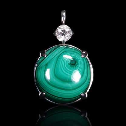 25 ct Malachite & Topaz - Sterling Silver Pendant
