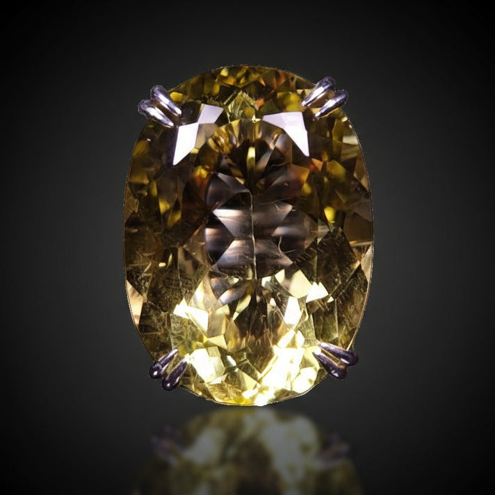 30 ct Portuguese-Cut Lemon Quartz - Sterling Silver Ring