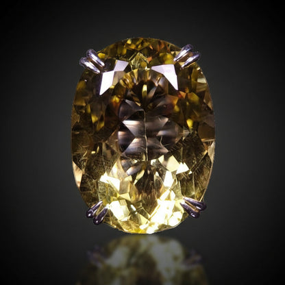 30 ct Portuguese-Cut Lemon Quartz - Sterling Silver Ring