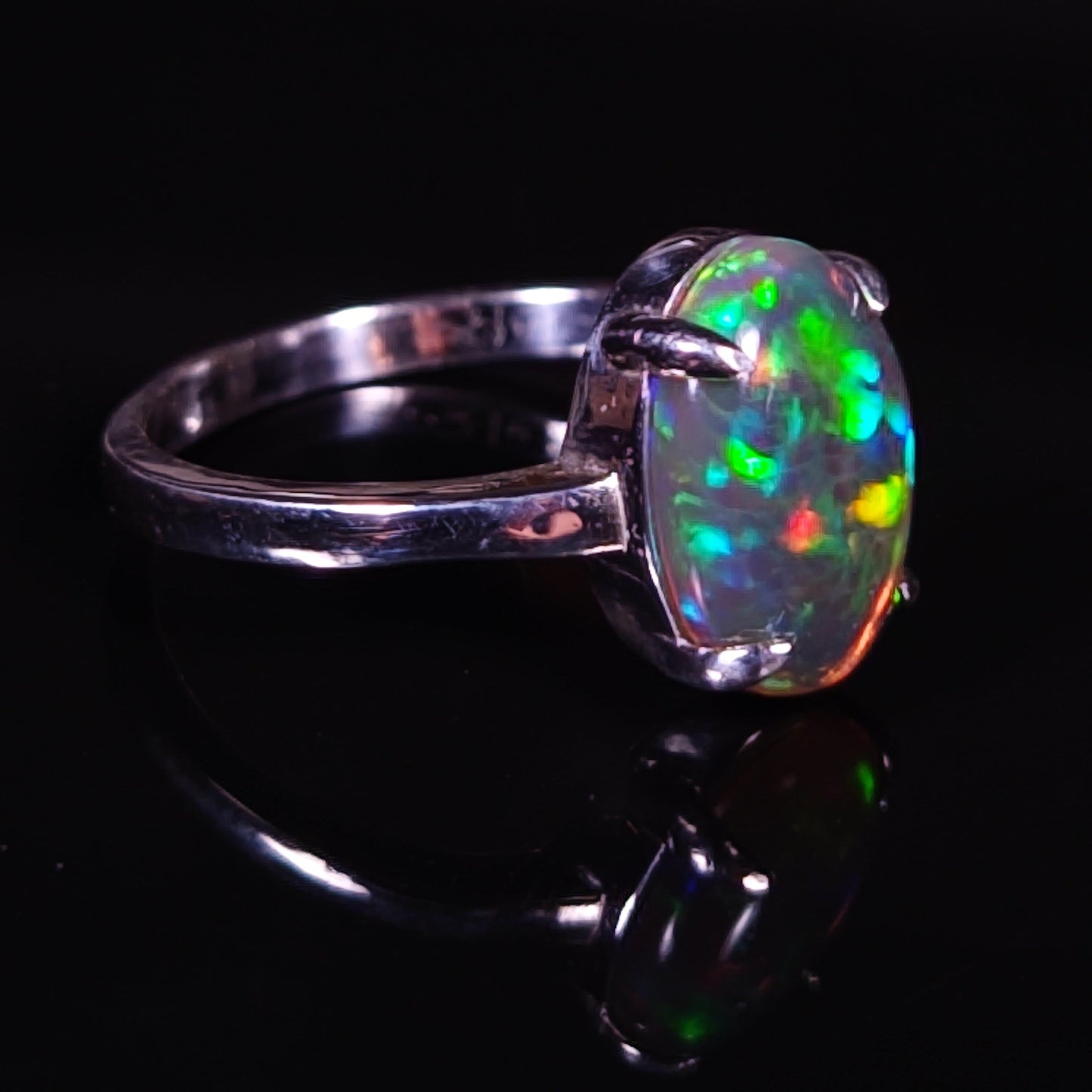 1.7 ct Dark Base Opal - Sterling Silver Ring