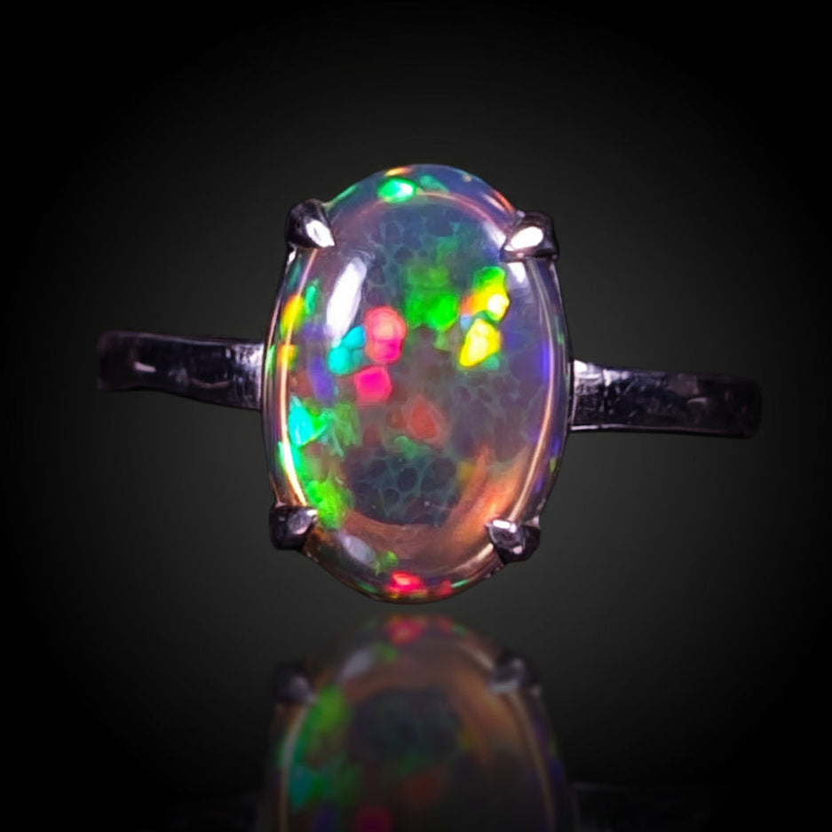 1.7 ct Dark Base Opal - Sterling Silver Ring