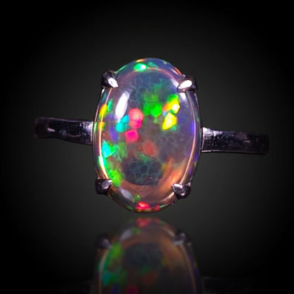 1.7 ct Dark Base Opal - Sterling Silver Ring