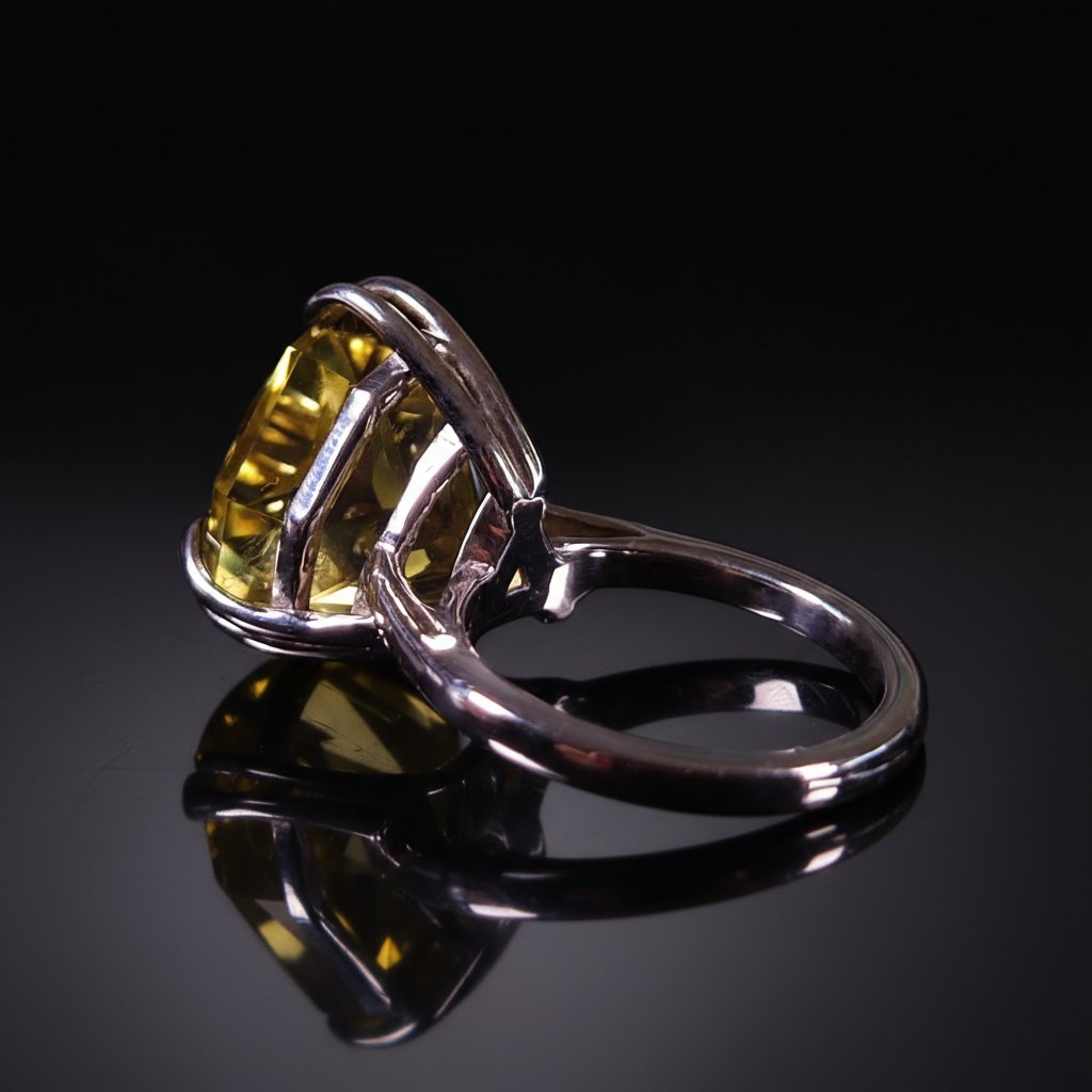 18 ct Trillion Lemon Quartz - Sterling Silver Ring