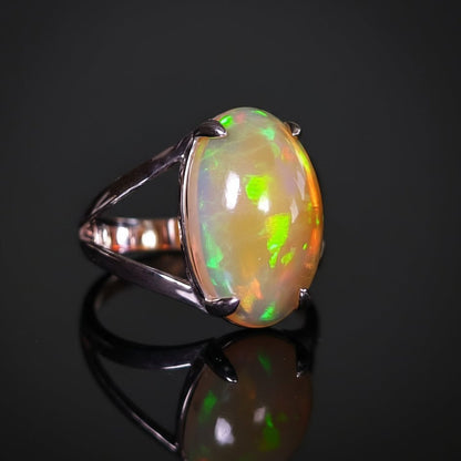 5 ct Ethiopian Welo Opal - Sterling Silver Ring