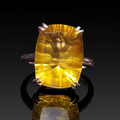 11.2 ct Golden Yellow Fluorite - Sterling Silver Ring