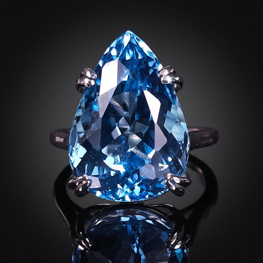 20 ct Swiss Blue Topaz - Sterling Silver Ring